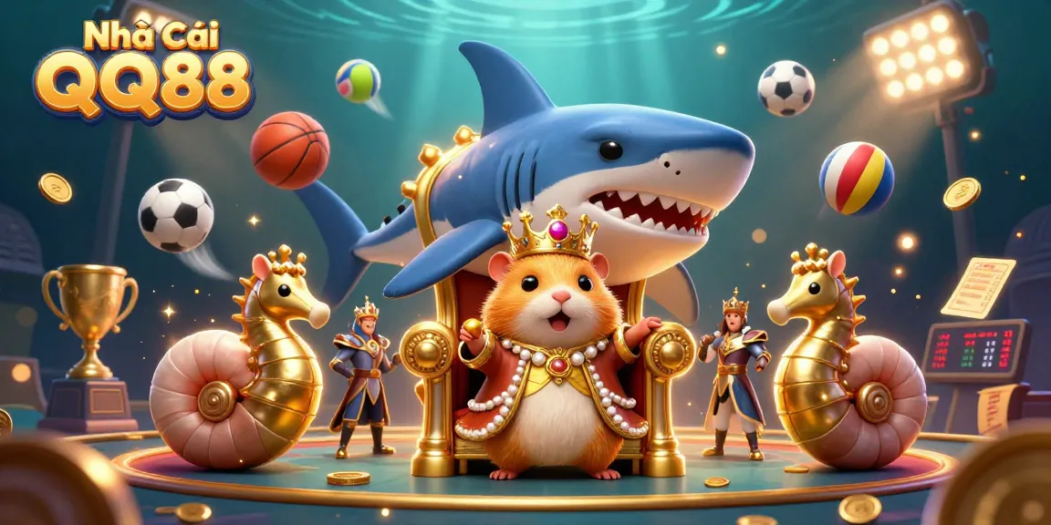 Engage with Nhà Cái QQ88's vibrant 3D casino illustration, showcasing sports betting excitement.